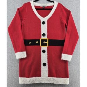 Tiara International Womens M Christmas Tunic Sweater Santa Long Faux Fur Holiday
